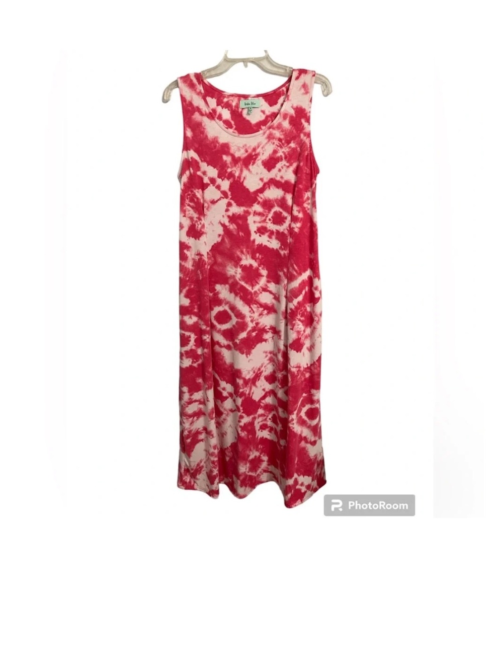 Tie-Dye Sleeveless Maxi Dress in Pink and White, Aruba Blue size Medium